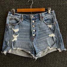 Abercrombie Fitch Denim Jean Shorts Womens 12 31 Ultra High Rise Mom Distresse
