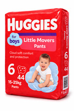 Huggies Little Movers Pants Size 6 (15-25kg) 44 Diapers Pull Up Boys New