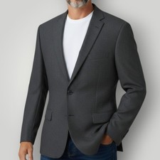 JOS A BANK Tailored fit Mens Blazer Sport Coat 46R Suit Jacket Wool Gray