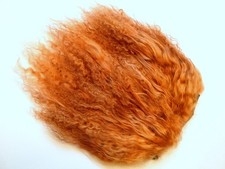 OOAK Tibetan Lamb Mohair Doll Hair Wigs, Reroot 4 x 4" Golden Auburn Red