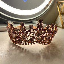 Rose Gold Rhinestone Princess Tiara Headband for Women, One Size