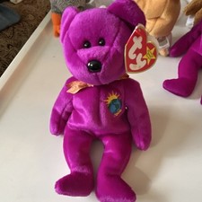 Ty Beanie Babies Millennium Bear Retired 1999 Purple Plush with Tags