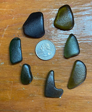 Genuine Sea Glass Beautiful Olive Green, Forest Green Jones Beach NY