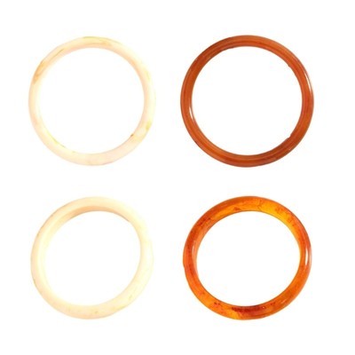 4Pcs Nordic Style Clear Acrylic Bangles Textured Stylish Circle Details Fashion