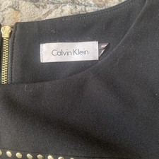 Calvin Klein Black With Brass Embellishments Size 8 Dress