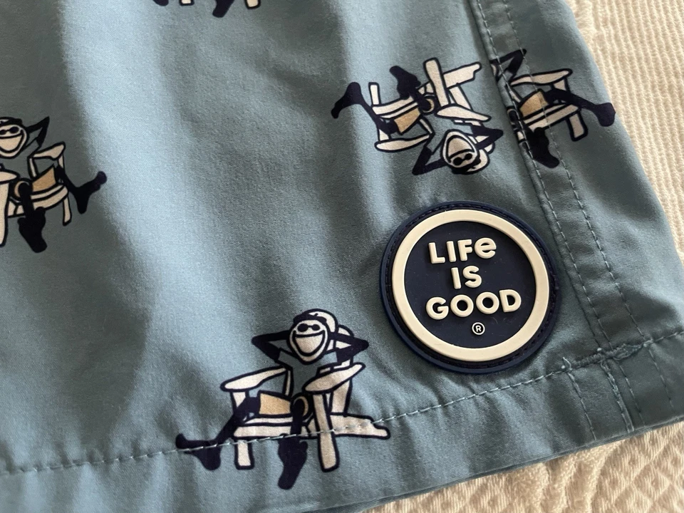 Bañador Life Is Good Logo Cordón Forrado Bolsillo Board Shorts Azul Hombres XL Foto 4 de 4