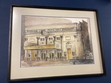 Large Cort Theater Watercolor By Jack Paul Maroon Well Framed