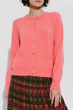 NWT GUCCI Coral Interlocking Gold GG Front Button Cardigan Sweater XS