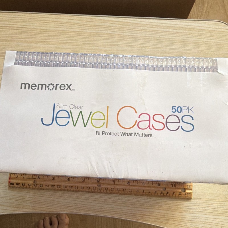 Memorex Slimline Clear Plastic CD Jewel Cases 50PK Slim Storage Organizer