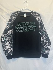 Star Wars Sweatshirt with Floral Sleeves Size L Unisex