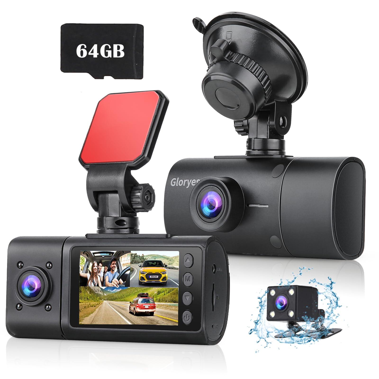 3 Channel 2.5K Dash Cam with 1440P Resolution for Car Safety and Recording-image