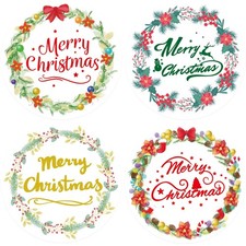 Fancy Land Merry Christmas Wreath Thank You Stickers - 100 Round Labels for Enve