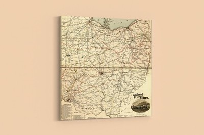 Vintage Maps - Ohio - Art Print on Paper or Canvas