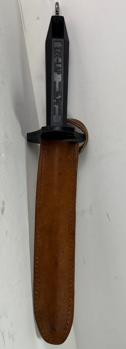 VTG EZE-LAP Diamond Knife Sharpener With Leather Snap Sheath, USA 2229 Clean