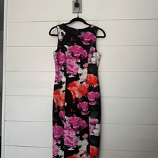 Vince Camuto Women’s 6 Black Floral Sheath Dress Office Core Career