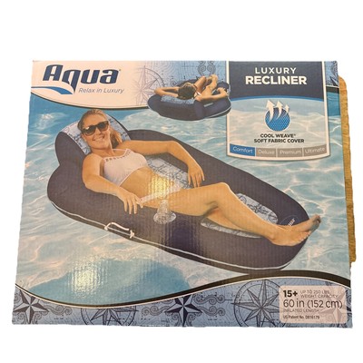 Aqua Leisure Luxury Water Recliner Lounge Pool Float w/ Headrest - Blue 250lb