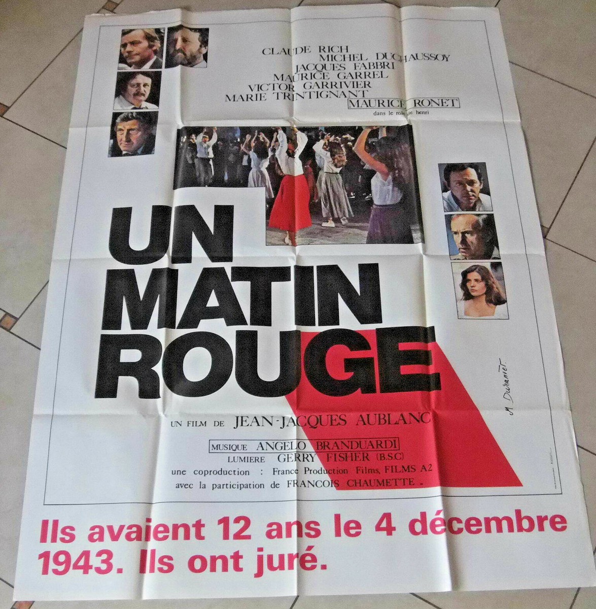 AFFICHE CINÉMA 120X160 cm - Tchao Pantin de Claude Berri avec Coluche