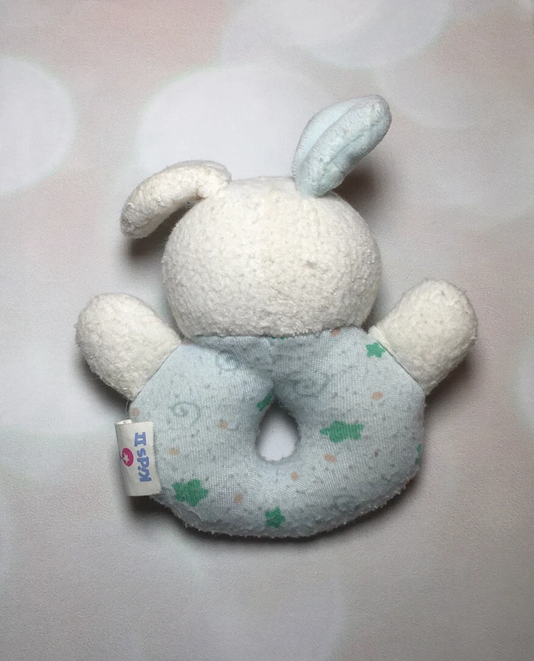 Vtg Kids II Blue Puppy Dog Plush Ring Rattle Stuffed Animal Soft Baby Toy - Image 2 of 2