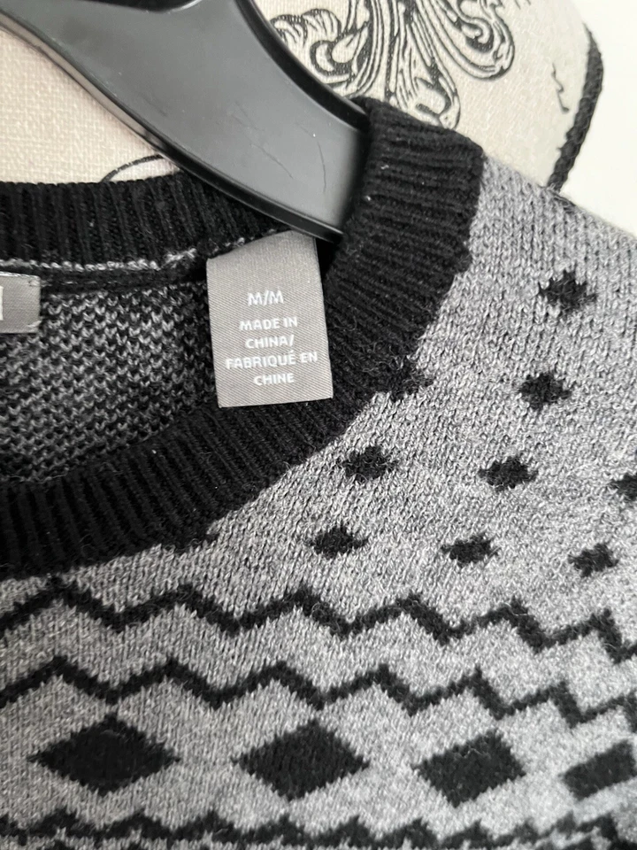 Suéter Michael Bastian Para Hombre Penguin Fair Isle Cuello Redondo Mediano Mezcla de Lana Gris Foto 4 de 4