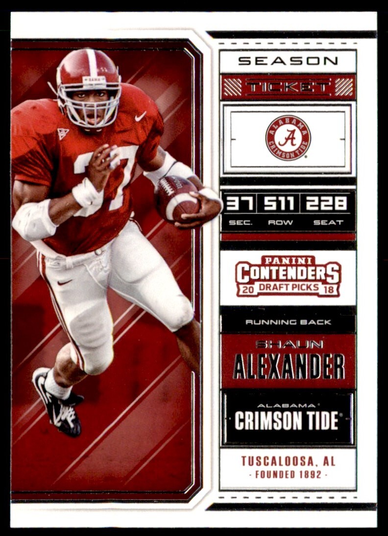 2018 Panini Contenders Draft Picks Shaun Alexander Alabama Crimson Tide