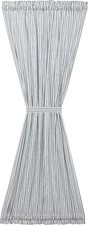 Farmhouse Curtain Sawyer Mill Blue Ticking Stripe Door Panel w/ Button Tie Back
