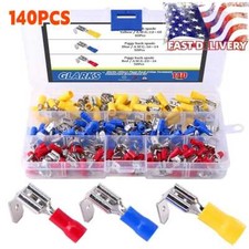 140Pcs 22-16/16-14/12-10 Gauge Semi-Insulated Piggy Back Spade Quick Splice Crim