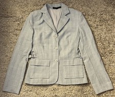 Express Design Studio Women s 8 Gray/Blue Stripe 2Pocket Button-Up Blazer Jacket