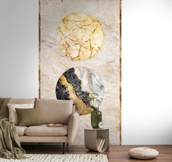 Fototapete Vlies Grafisch Marmor Steinoptik Beige Grau Gold 39850-1 (5,61€/1Qm)-image
