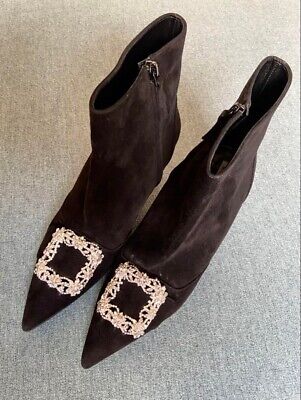 MANOLO BLAHNIK BAYLOW JEWEL Black Suede Ankle Boots Side MANOLO BLAHNIK BAYLOW JEWEL Black Suede Ankle Boots Side