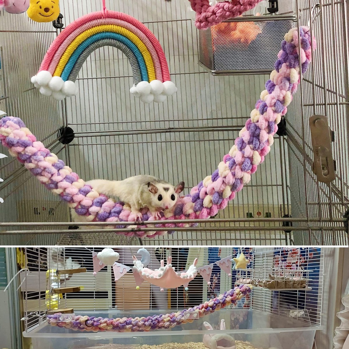 Dnoifne Sugar Glider Climbing Toy – 6-Ring Colorful Hanging Swing For Small Pets - View #2