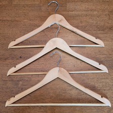 3 Vintage Wooden Clothing Hangers Quality High End Barely Used Great Condition