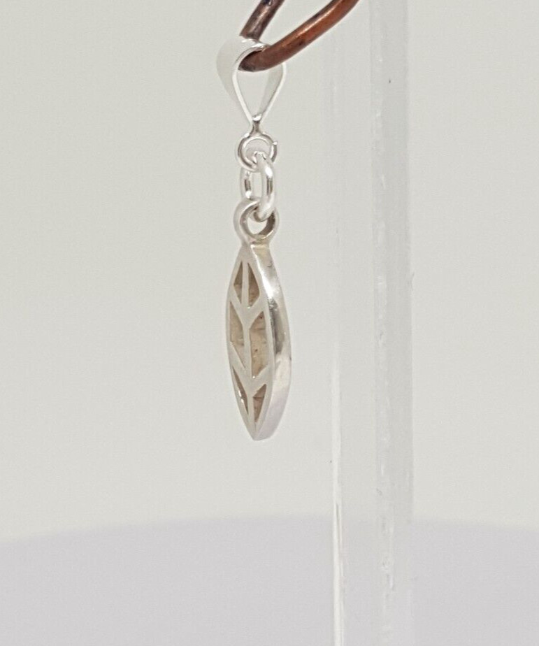 Gorgeous Solid Openwork Leaf Pendant 925 solid si… - image 6