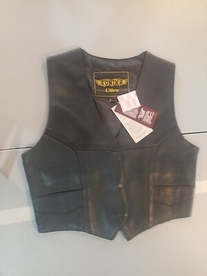 Unik Ultra Womens Black Leather Vest Size Medium