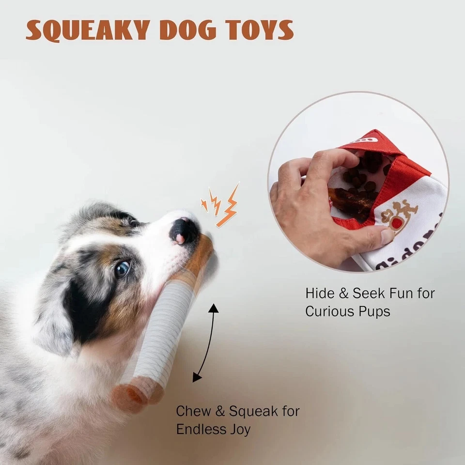 Cigarette Dog Toy Funny Squeaky Stuffed Plush Toys for Medium & Small Dog - Image 3 of 4