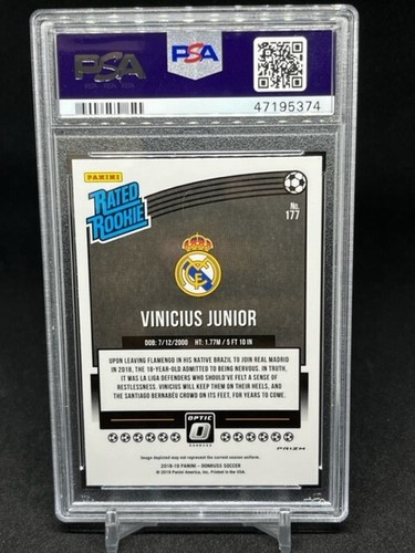 2018-19 Donruss Optic Soccer Holo Prizm #177 Vinicius Junior RC Rookie PSA 9 - Foto 2 di 2