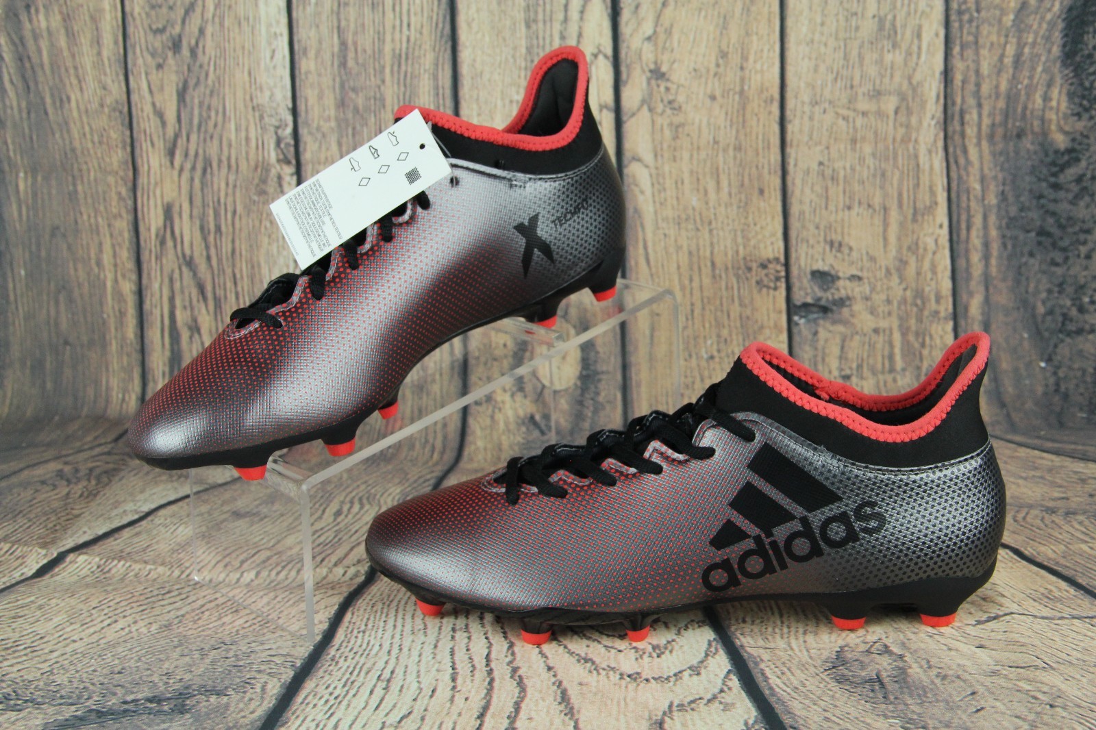 adidas X 17.3 FG Techfit Men's Soccer Cleats Football Shoes Grey/Black