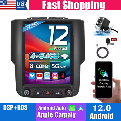 Android Car Radio For Dodge RAM 1500 2500 3500 2013-2019 9.7'' Tesla Touch Screen