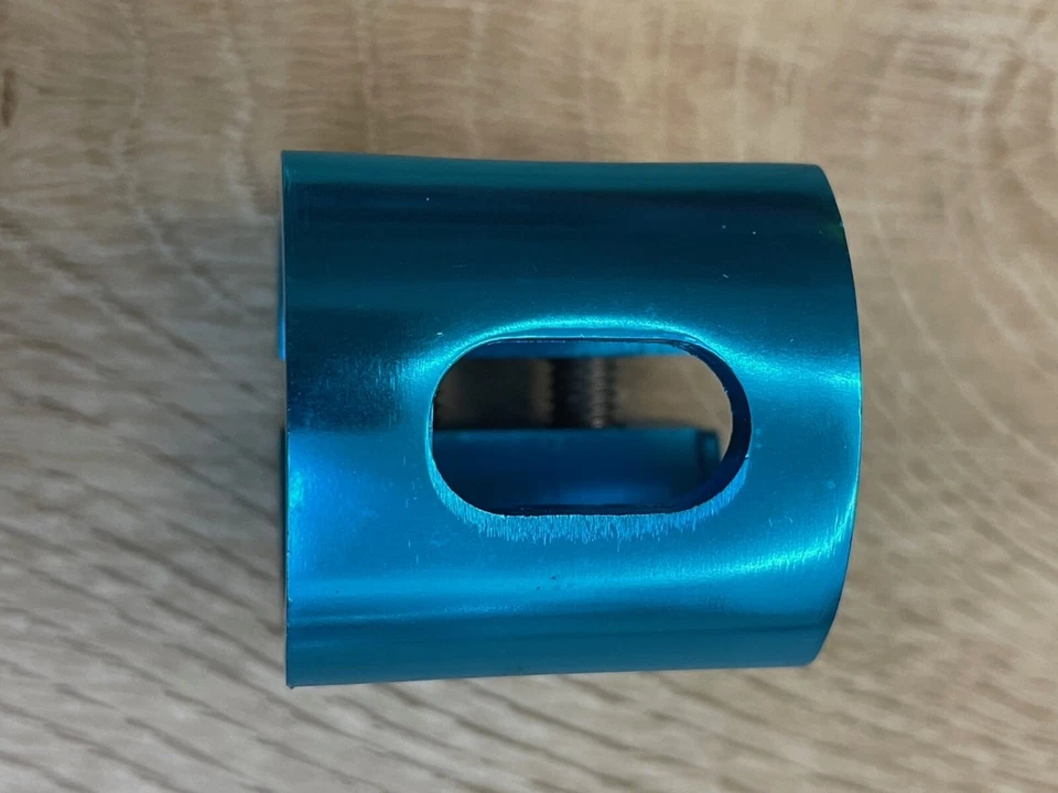 NOS GT BMX Alloy Seat Clamp 2-bolt Blue color & transparent GT grips w/cap Combo - Image 3 of 4