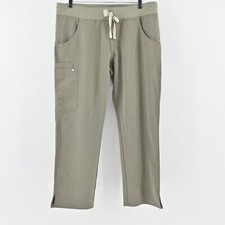 Figs Kade Cargo Pants Womens Size LP Sage Green Drawstring High Rise Scrubs NWT