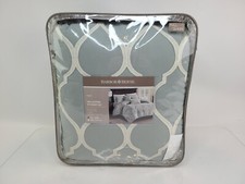 Duvet Cover Queen Size Set - Harbor House "Hallie" 90"x90" Damask Grey 300 Thrds