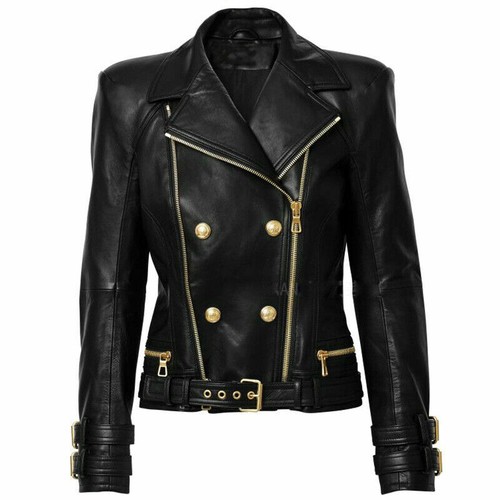 Womens Genuine Leather Biker Jacket 
