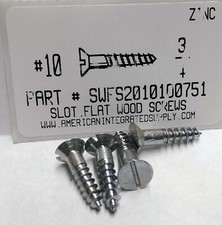#10x3/4 Flat Head Slotted Wood Screws Steel Zinc Plated (300)
