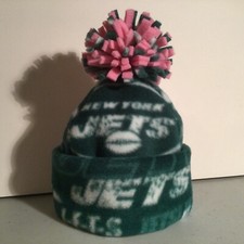 New York JETS NY BABY HAT HANDCRAFTED newborn BEANIE CAP FLEECE NFL GiRL pink