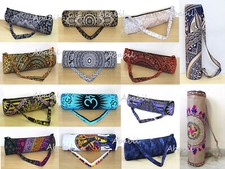 Indian Handmade Cotton Mandala Yoga Mat Carrier Bag With Shoulder Strap Throw US