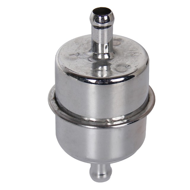 Universal Chrome Canister Style InLine Fuel Filter 3/8" Hose Carbureted
