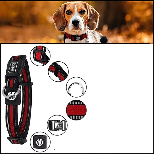 DDOXX Airmesh Dog Collar - Strong and Adjustable Collars Dogs - L Red - Picture 3 of 4