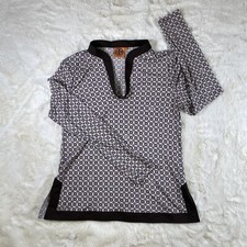 Tory Burch Tunic Silk Shirt Womens M - Brown / Creme