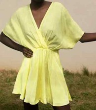 Brand New with TAGS: SATIN DRESS from ZARA: SIZE: L: ColOUR: YELLOW