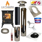 4.2kw Cast Woodburner Multi Fuel Stove & Shed/Summerhouse Flue Kit