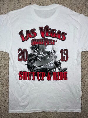 Las Vegas Bike Fest 2013 Motorcycle Sin City Large White NOS Shut Up And Ride
